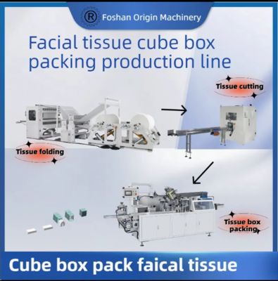 Linea di produzione per l'imballaggio di scatole cubiche di fazzoletti