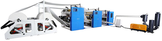 Colla di laminazione asciugamano da cucina da acciaio a acciaio Unità di incisione V Fold Facial Tissue Folding Machine con trasferimento automatico