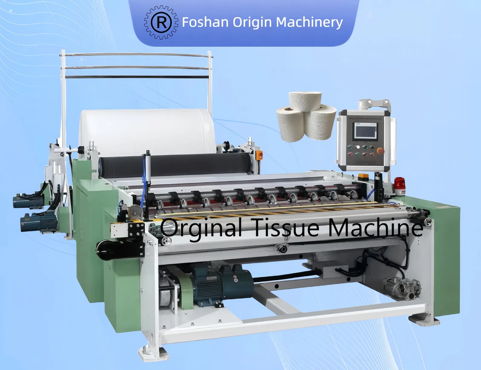 Macchina per il riavvolgimento di rotoli maxi / rotoli di carta igienica 200-300 metri / min velocità 0